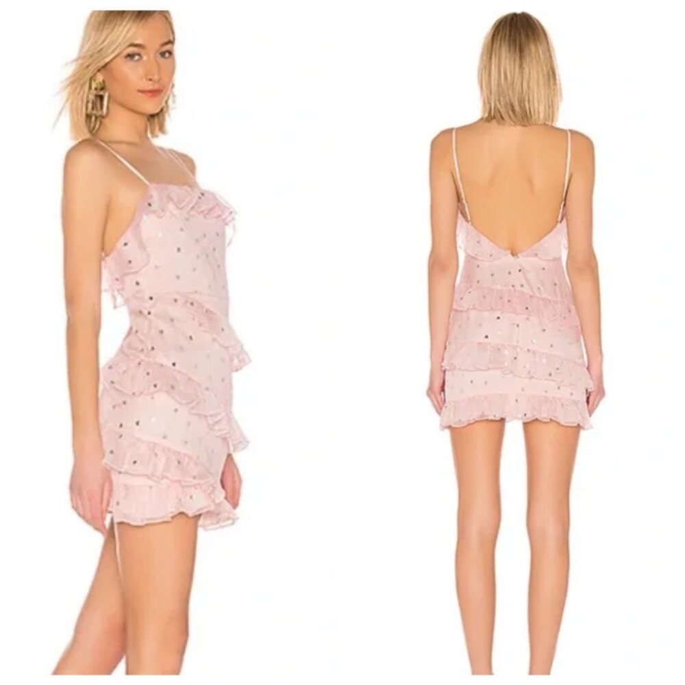 Lovers + Friends Pink Ruffle Trinity Mini Dress, size X Small - Picture 14 of 14